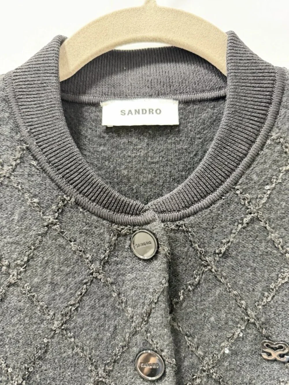 Sandro Women’s Black Knit Cardigan Sweater Long Sleeve Size 0 - Picture 6 of 6